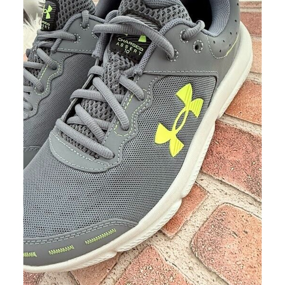 Under Armour Charged Assert 10- Men's Size 11 Gray Gravel Lime Running Shoes New - Picture 7 of 12